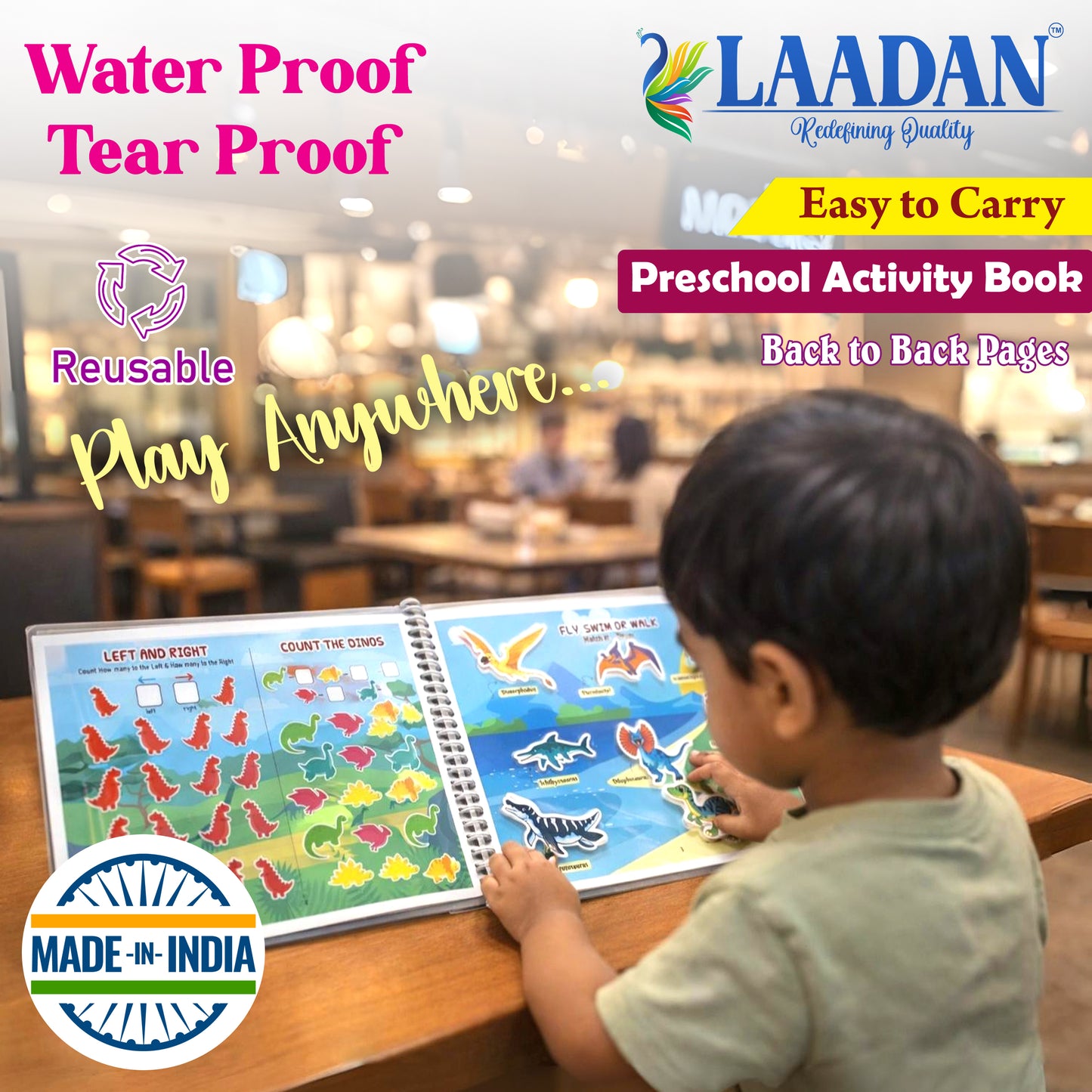 Laadan DinoBook – Dinosaur Themed Busy Book for Toddlers & Preschoolers