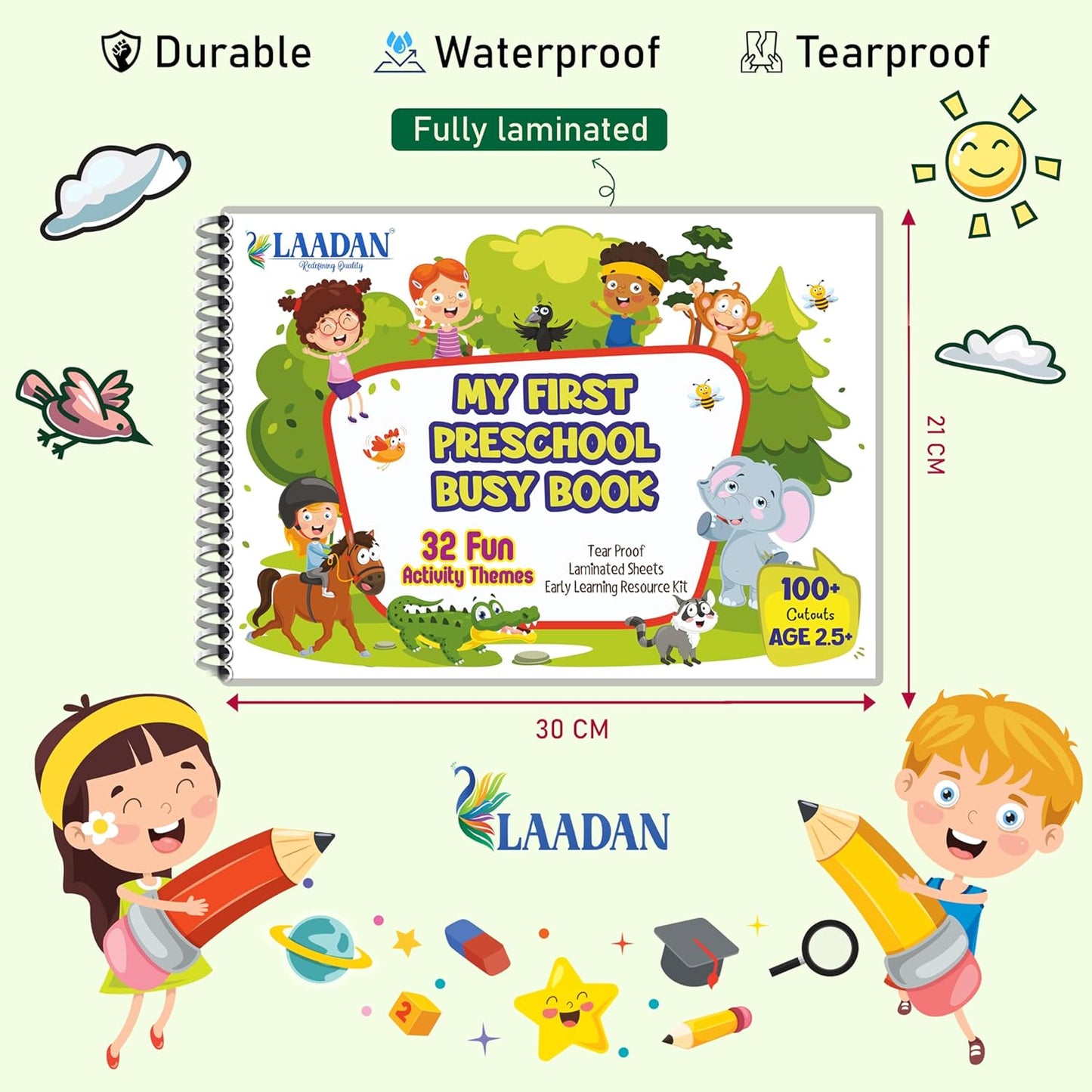 Laadan My First Preschool Busy Book – Montessori Activity Book for Toddlers & Early Learners