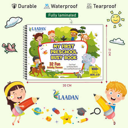 Laadan My First Preschool Busy Book – Montessori Activity Book for Toddlers & Early Learners