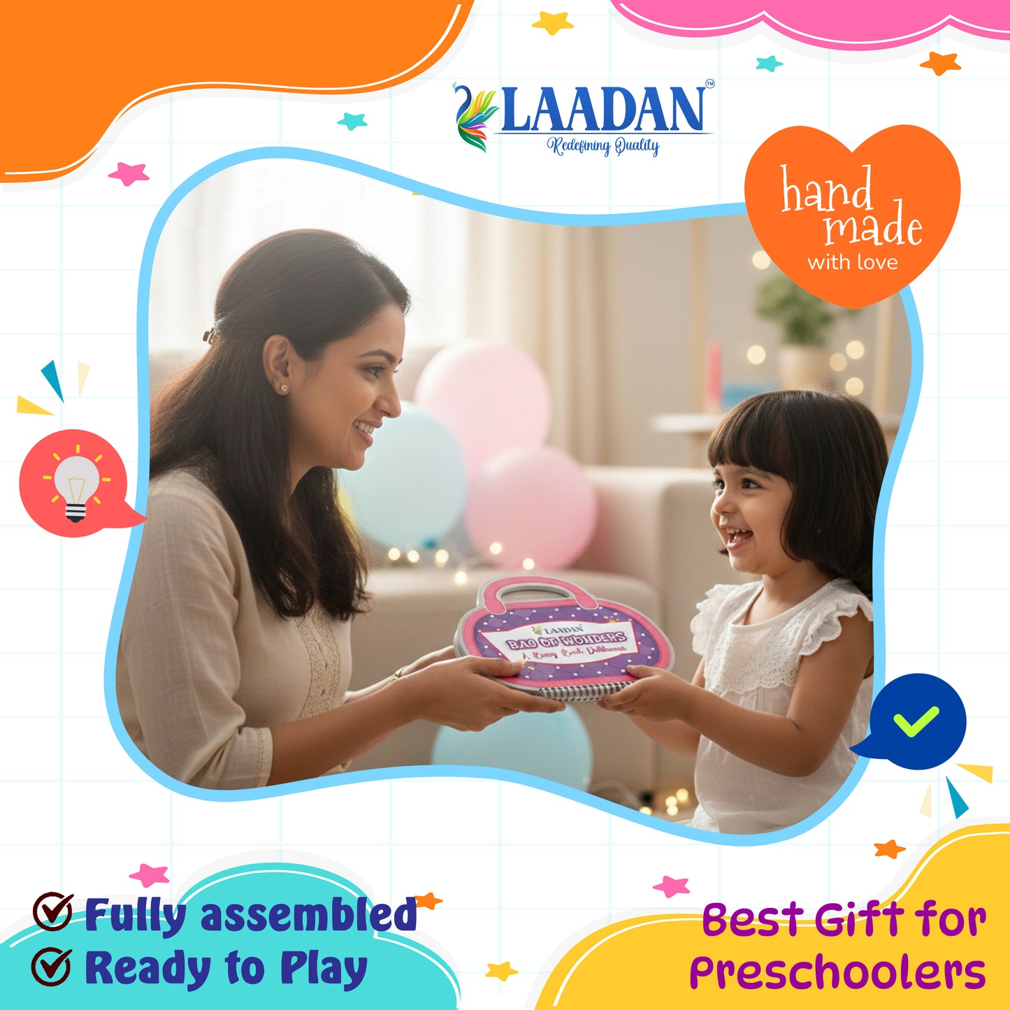 Laadan Bag of Wonders – Montessori Busy Book for Toddlers | Velcro Activity Book (2.5–6 Years)