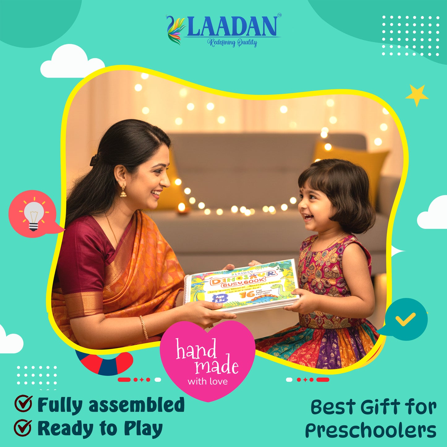 Laadan DinoBook – Dinosaur Themed Busy Book for Toddlers & Preschoolers