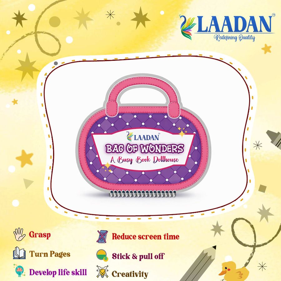 Laadan Bag of Wonders – Montessori Busy Book for Toddlers | Velcro Activity Book (2.5–6 Years)