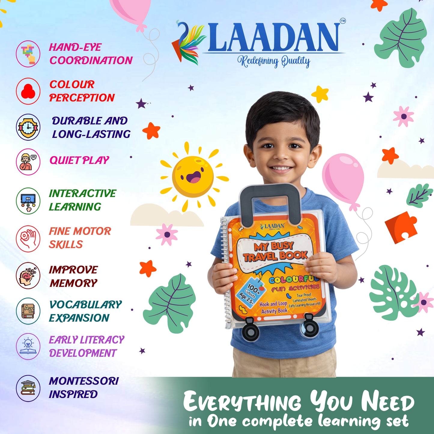 Laadan My Busy Travel Book – Montessori Activity Book for Toddlers & Preschoolers