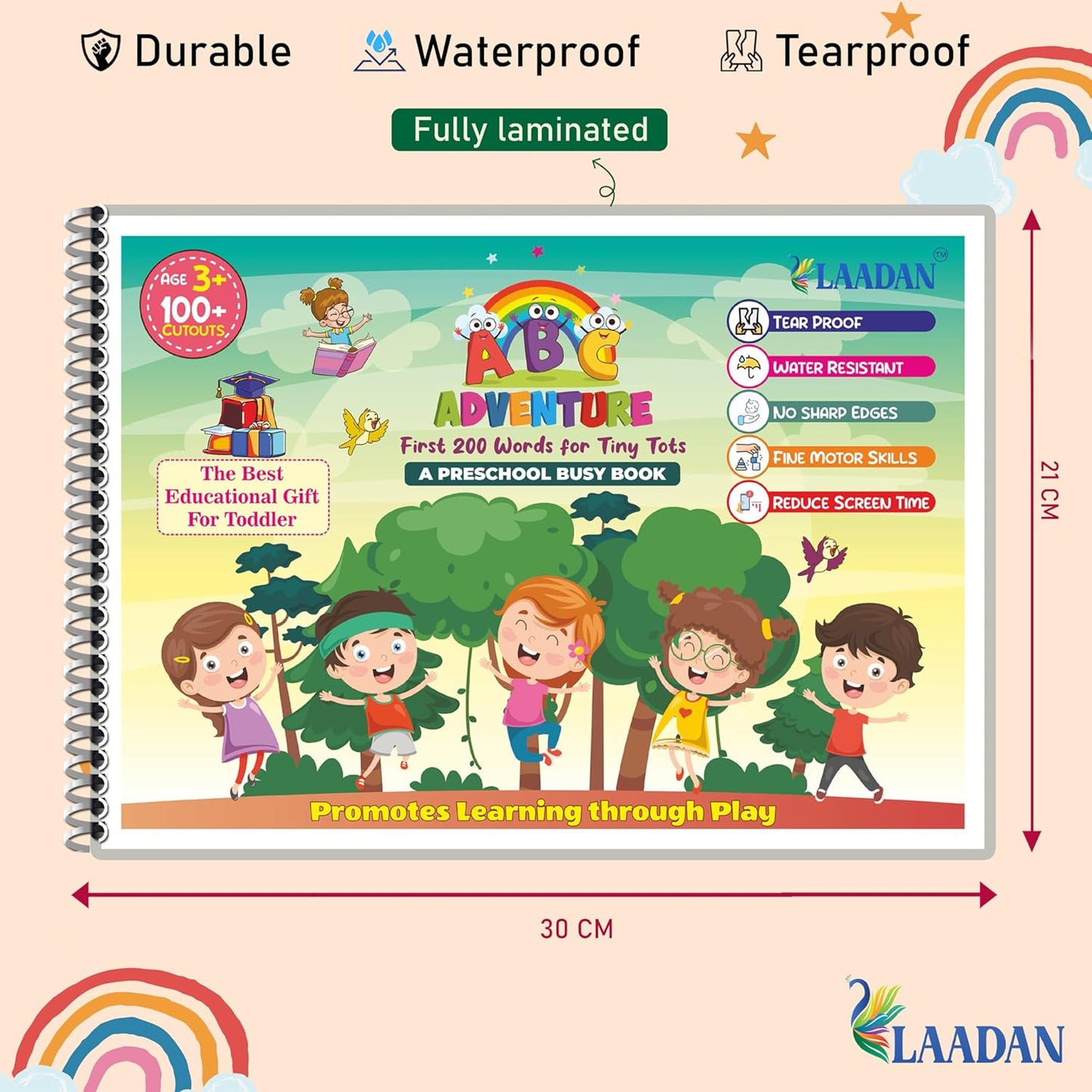 Laadan ABC Adventure – Montessori Alphabet & Vocabulary Learning Busy Binder for Toddlers