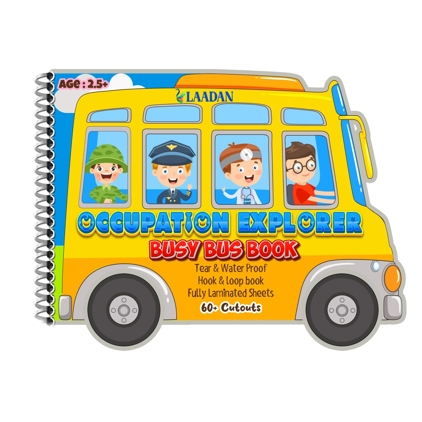 Laadan Occupation Explorer Busy Bus Book – Montessori Career Activity Book for Kids