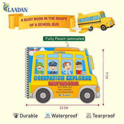 Laadan Occupation Explorer Busy Bus Book – Montessori Career Activity Book for Kids
