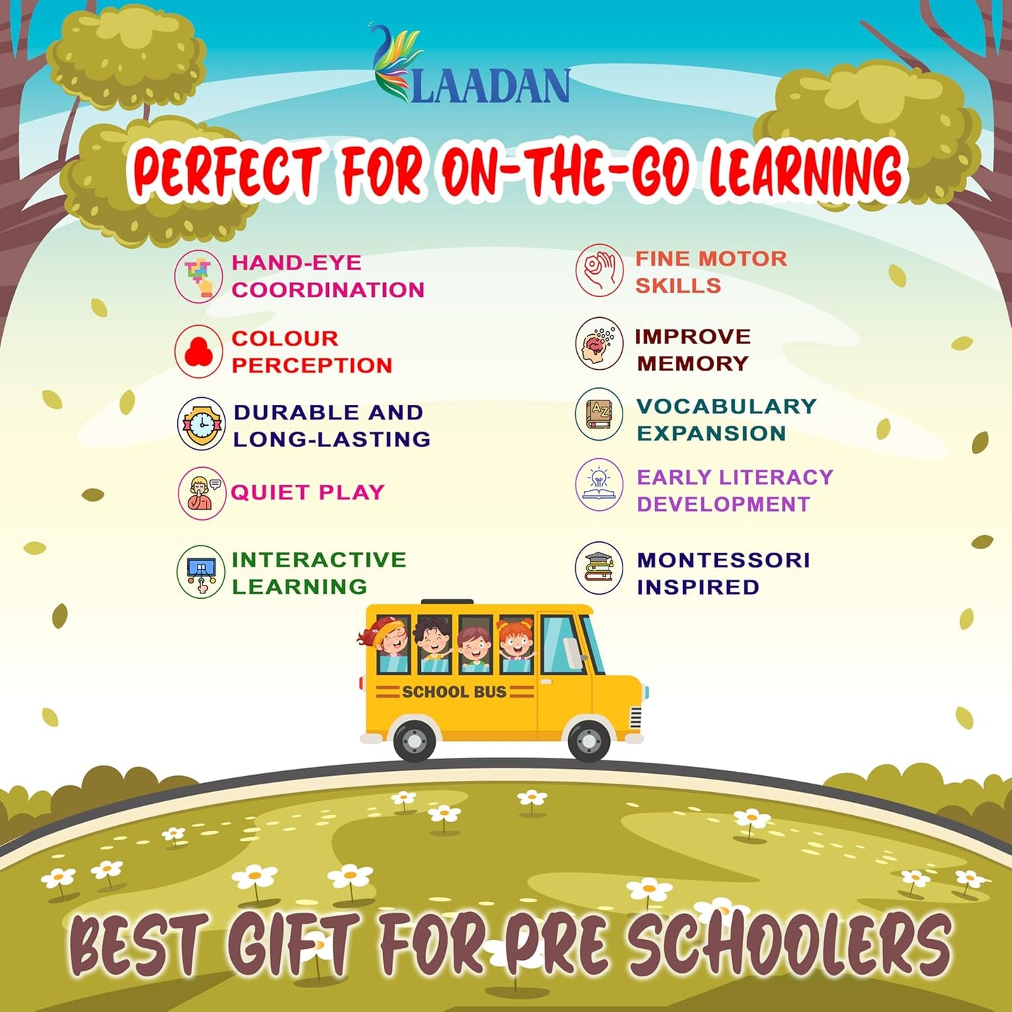 Laadan Occupation Explorer Busy Bus Book – Montessori Career Activity Book for Kids