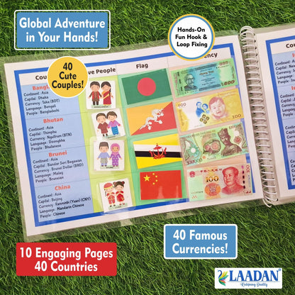 Laadan Flags, Culture & Currencies Busy Binder – Montessori Activity Book for Kids