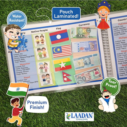 Laadan Flags, Culture & Currencies Busy Binder – Montessori Activity Book for Kids