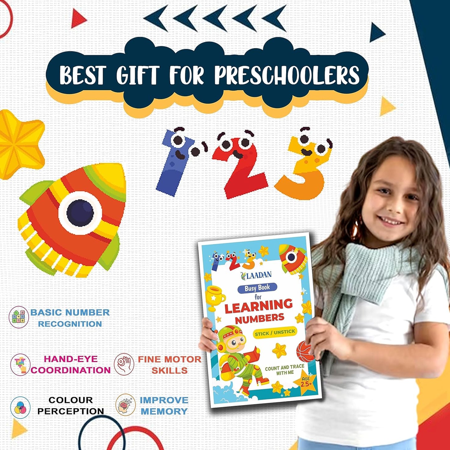 Laadan Numbers Activity Binder – Montessori Math Busy Book for Toddlers & Preschoolers