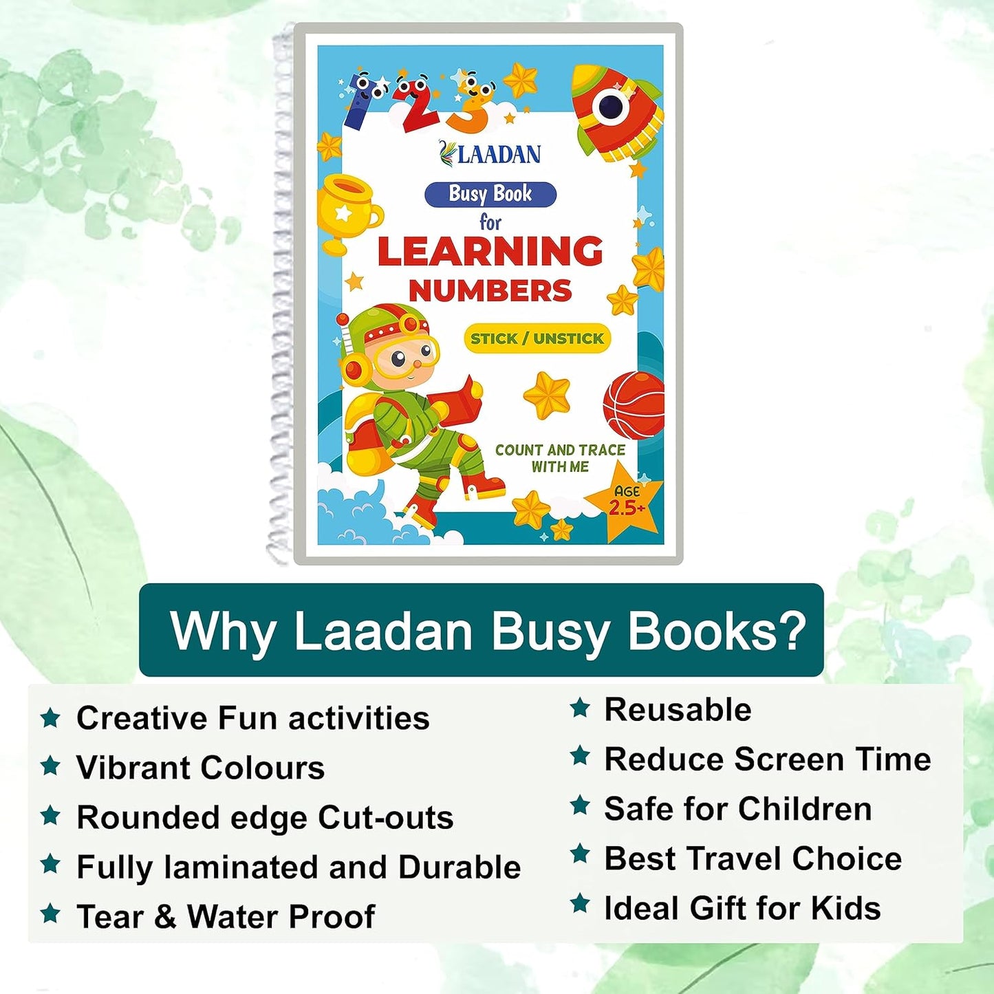 Laadan Numbers Activity Binder – Montessori Math Busy Book for Toddlers & Preschoolers
