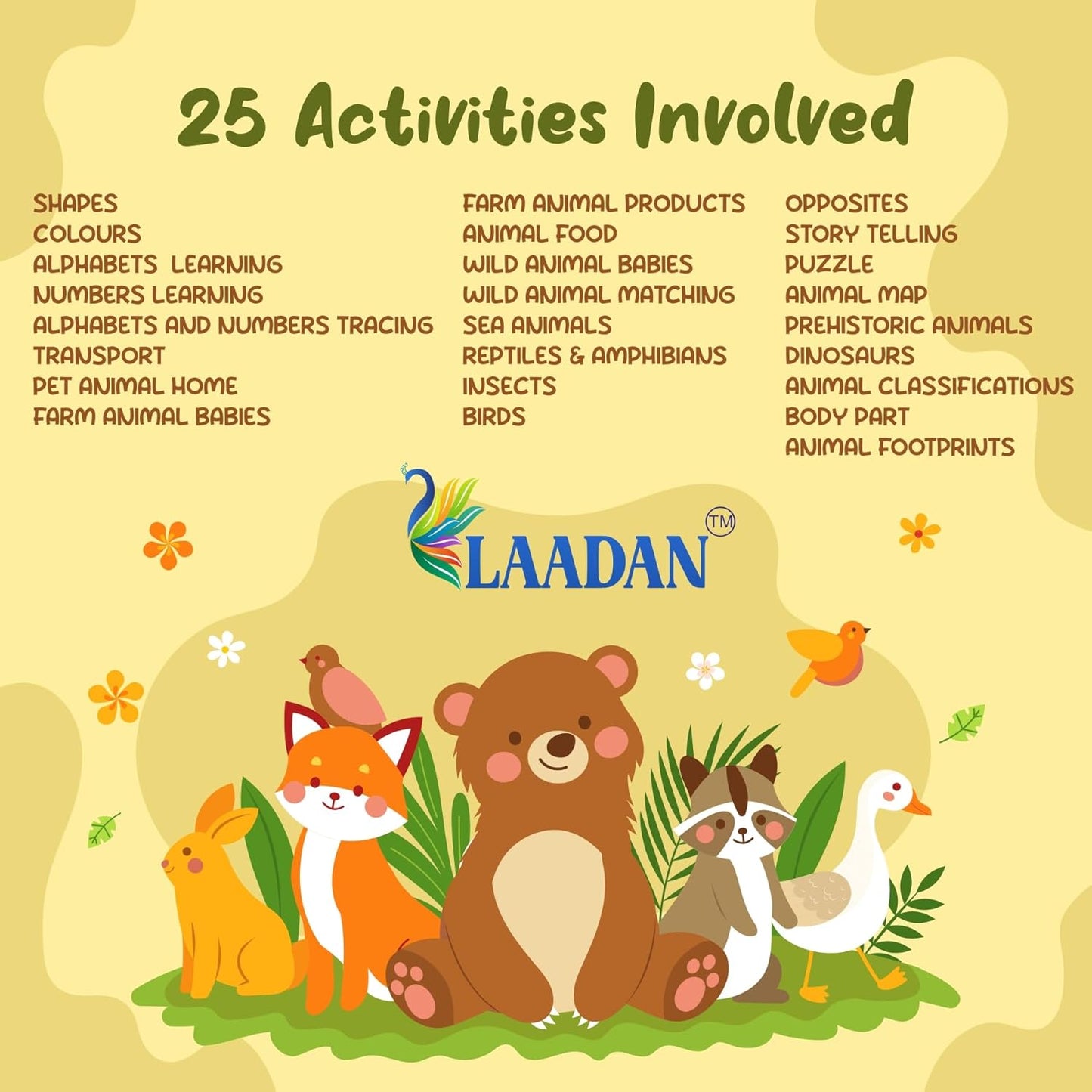 Laadan Animal Safari – Montessori Animal Busy Book for Toddlers & Preschoolers
