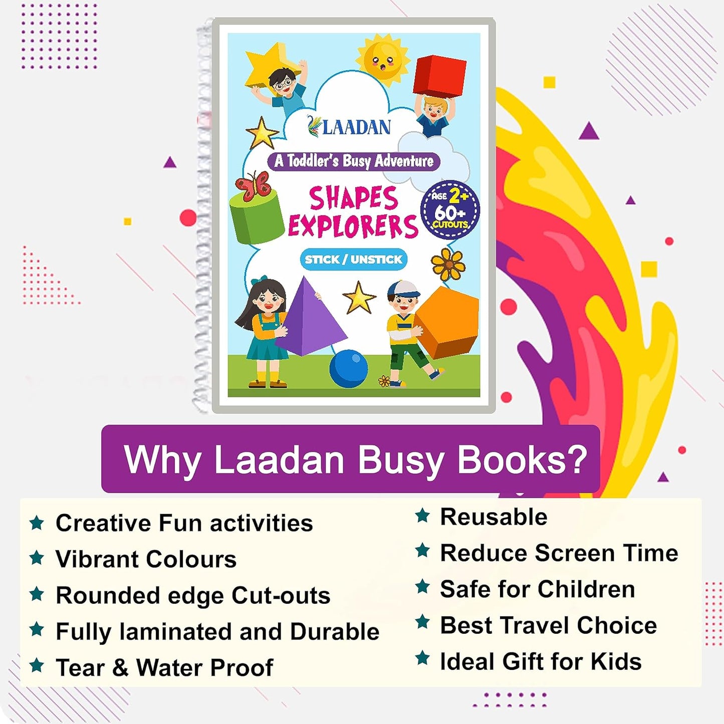 Laadan Shapes Explorer – Montessori Shapes Activity Binder for Toddlers & Preschoolers