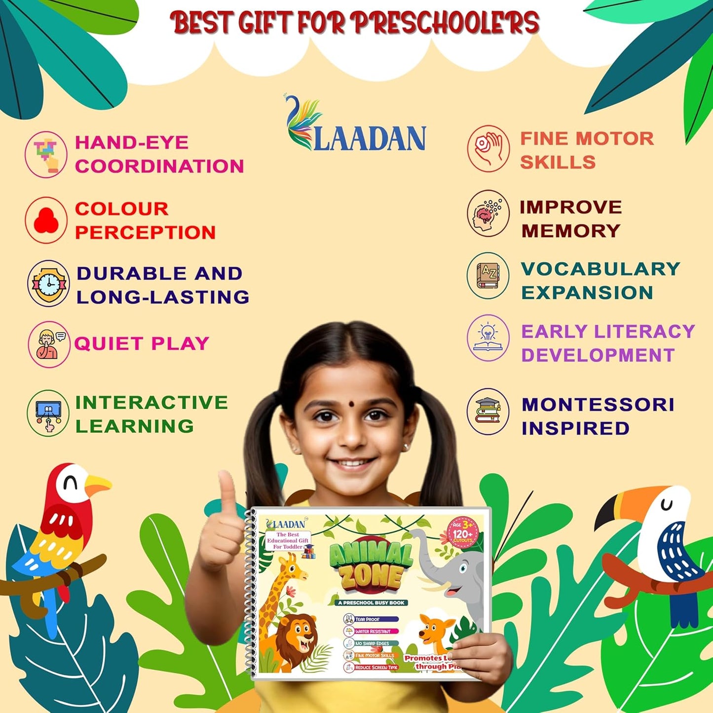Laadan Animal Zone – Montessori Animal Busy Binder for Toddlers & Preschoolers