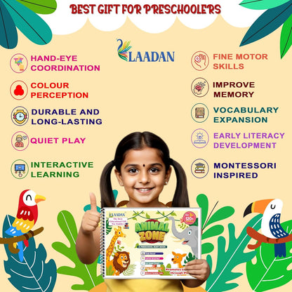 Laadan Animal Zone – Montessori Animal Busy Binder for Toddlers & Preschoolers