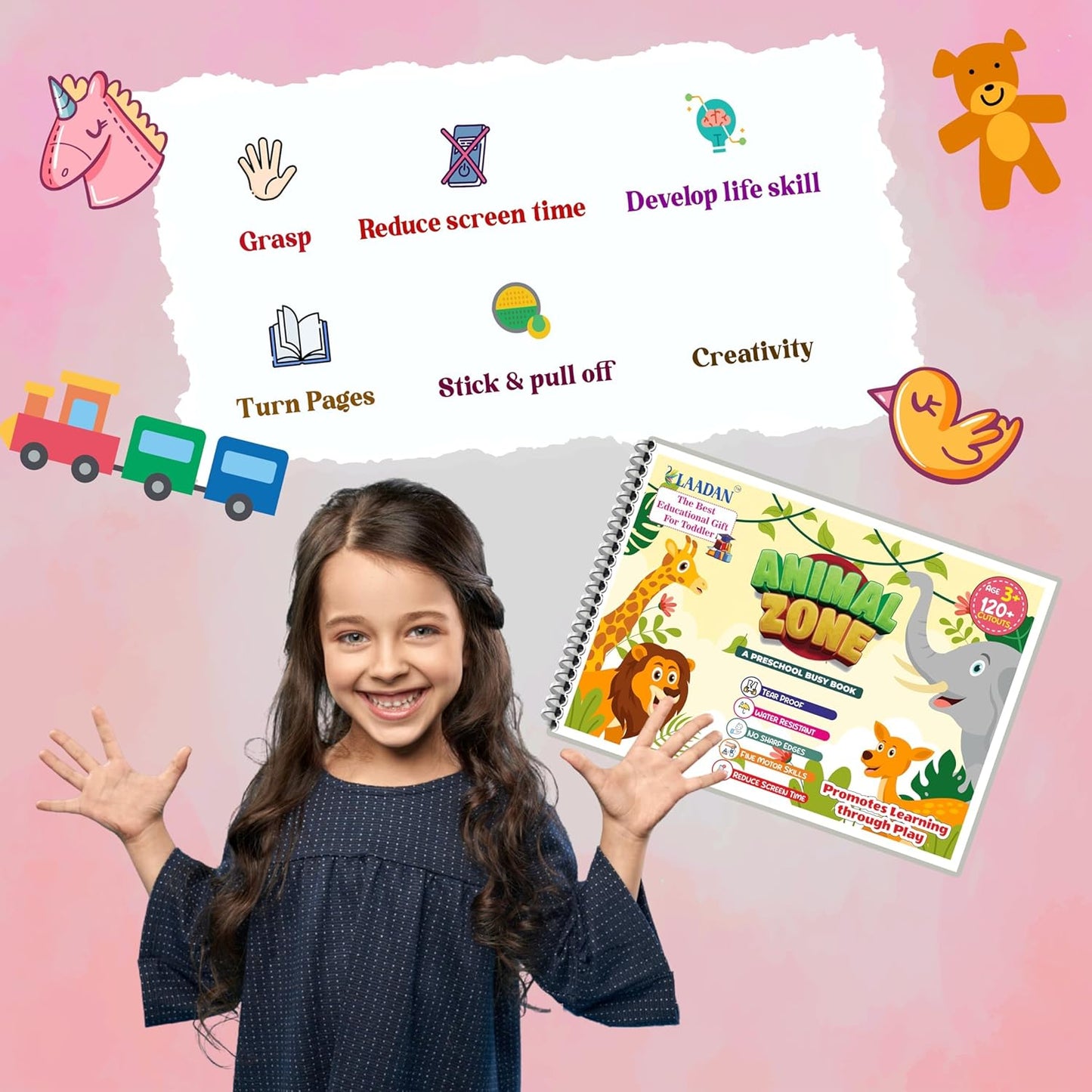 Laadan Animal Zone – Montessori Animal Busy Binder for Toddlers & Preschoolers
