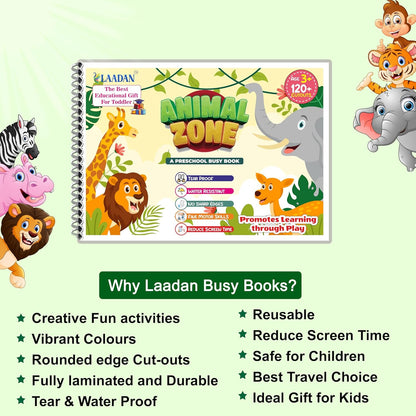 Laadan Animal Zone – Montessori Animal Busy Binder for Toddlers & Preschoolers